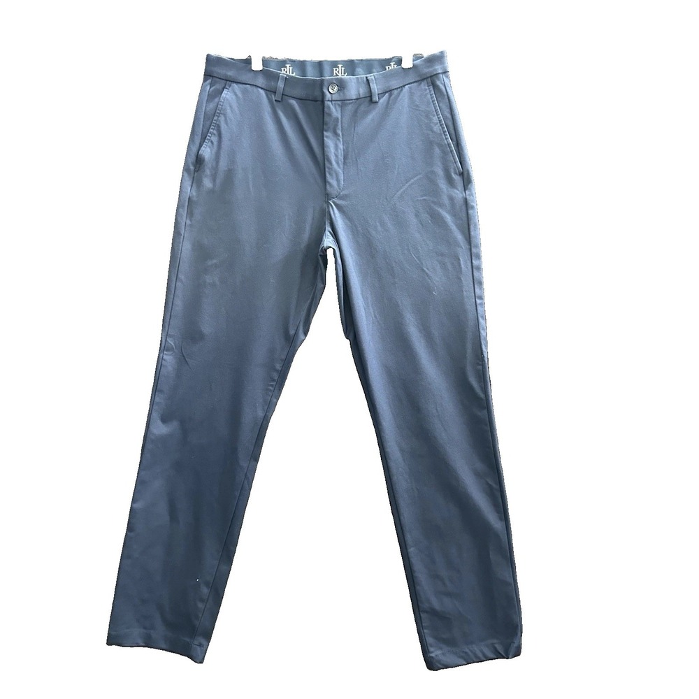 Lauren Ralph Lauren Men's Dress Pants 34x32BlueStretch Flat Front Trousers(1717)